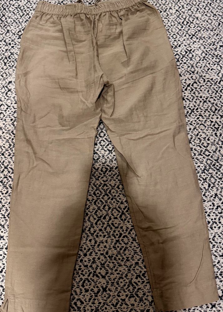 Beige Slim Fit Regular Trouser