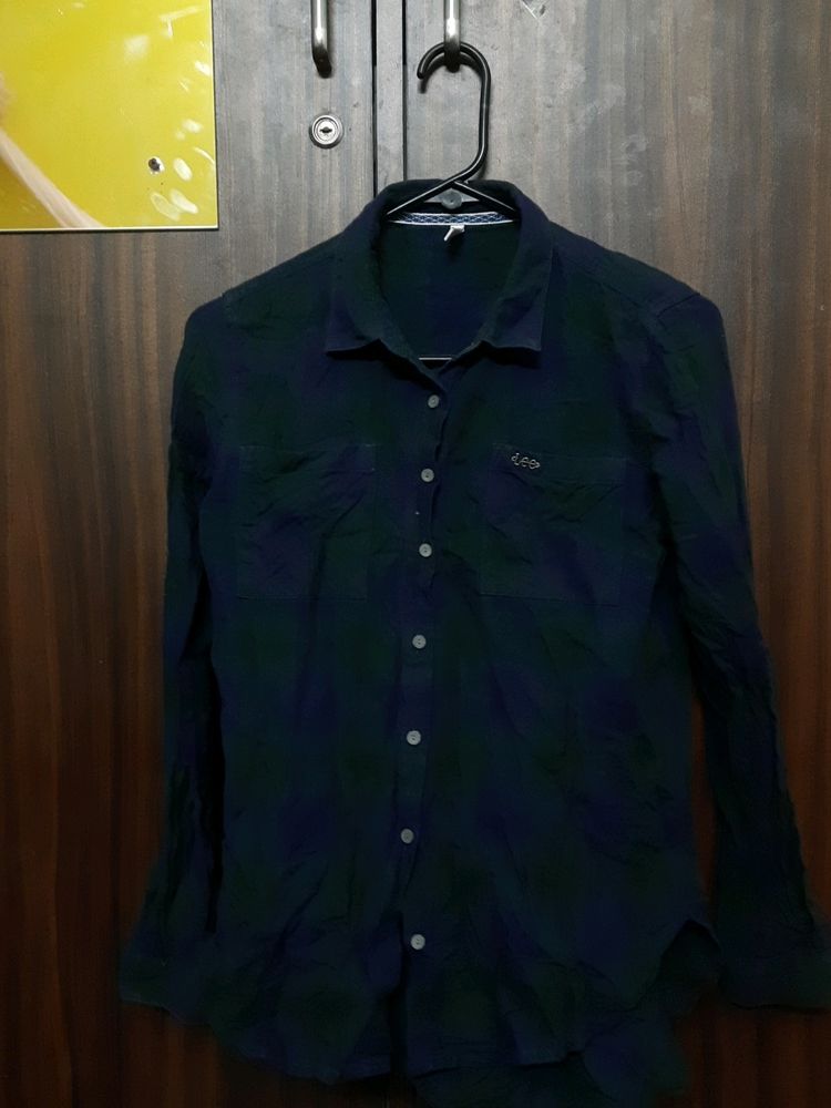 Blue And Green Checkered Lee Shirt