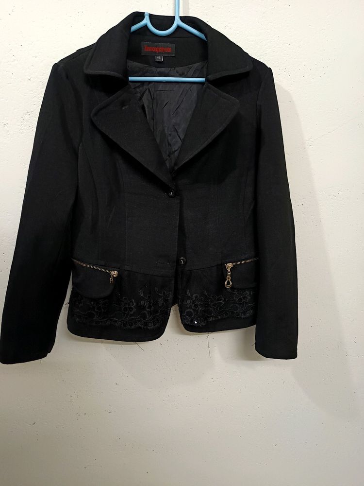 Black Bow Sequin Blazer