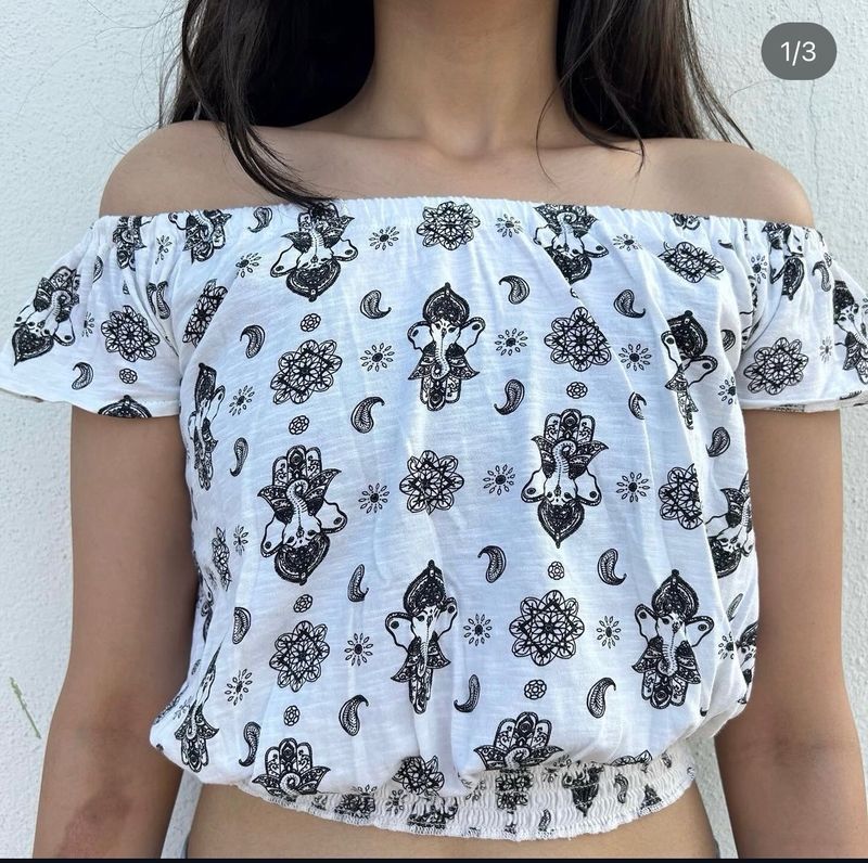 Off Shoulder Stretchable Crop Top