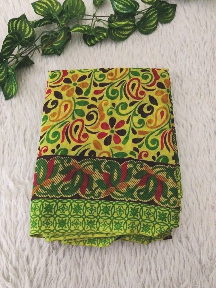 Fluorescent Green Printed Saree ( Women)