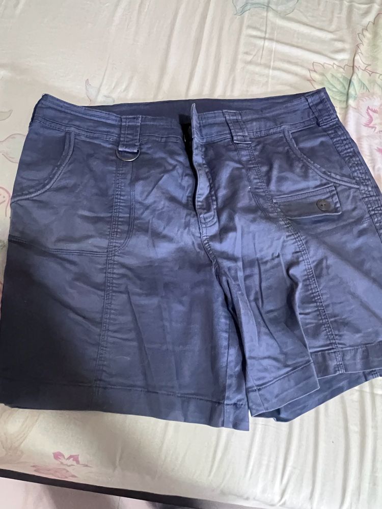 Blue Cotton Shorts