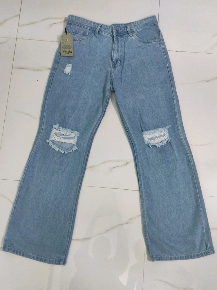 PRICE DROP Blue STRAIGHT RIBBED Jeans For Women