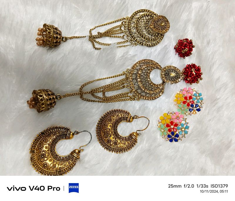 Timeless Elegance: Golden Earings 4 Sets