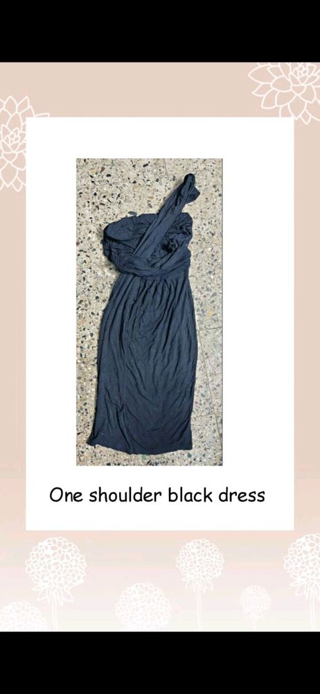 one shoulder black dress