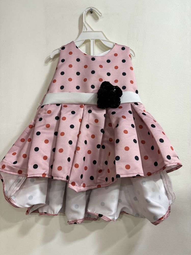 New Unused Girl High Low Polka Dots Frock