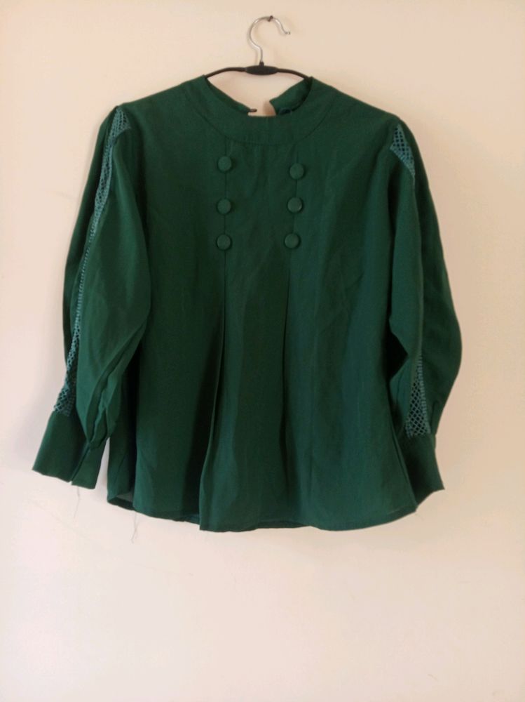 Green Full Balloon Sleeves Top