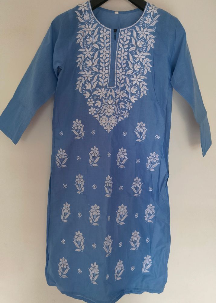 Blue Chikenkari Kurti