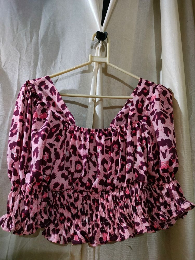 Pink Leopard Print Top