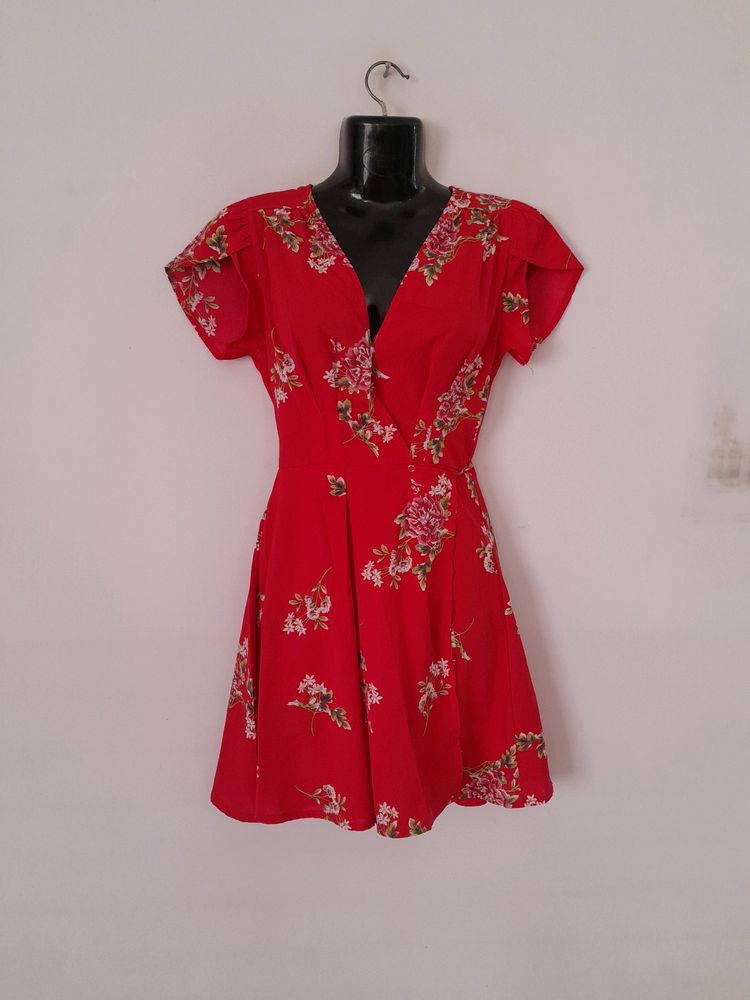 Red Printed Dress (Women's)