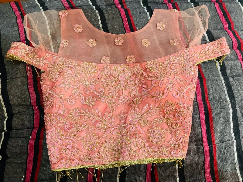 Pink Heavy Blouse For Sarees /crop Tops