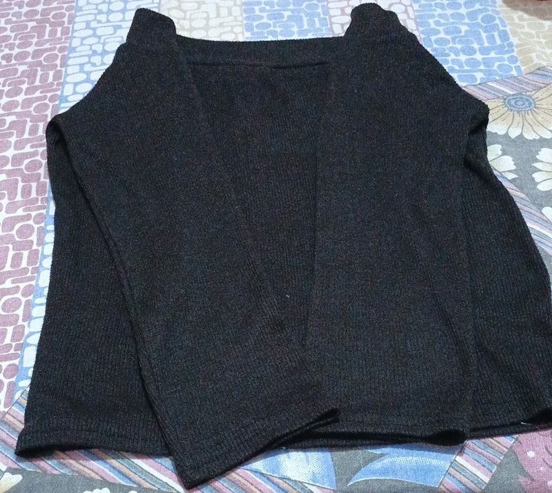 Black Half Shoulder Top