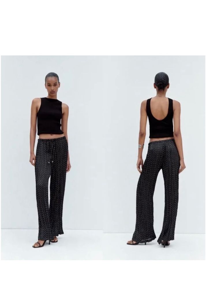 Zara Polka Dot Wrinkle Effect Trousers