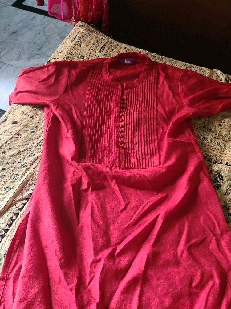 Long Red Kurta - LIBAS