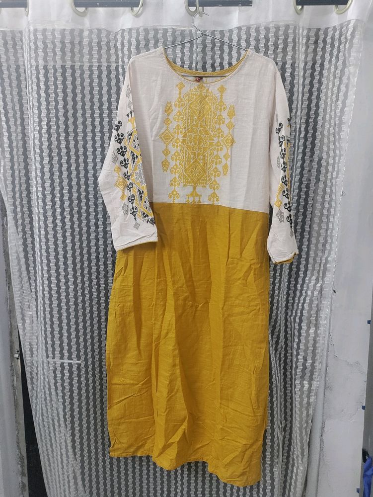 White & yellow Kurti