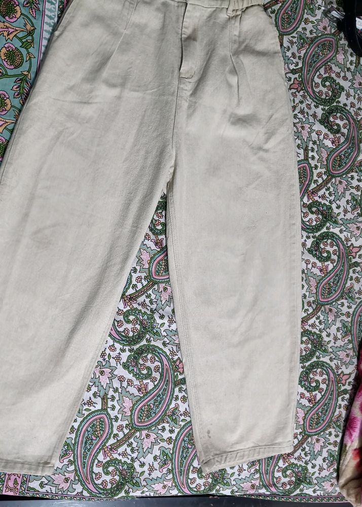 Beige Baggy jeans free size