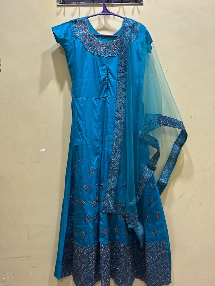 Teal Colour Festive Ware Kurta Set Size L