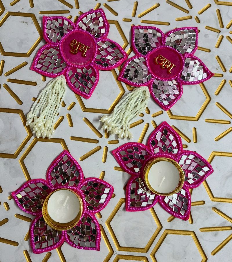 Set Of 2 Diya With Shubh Labh