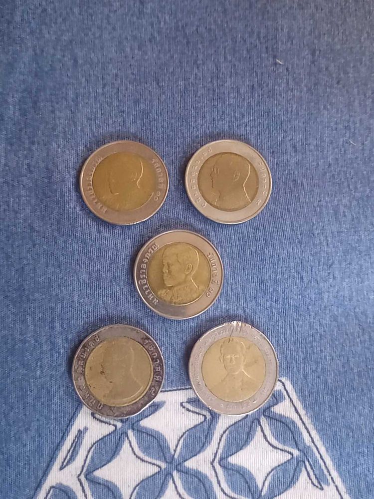 Thailand 10 Baht 5 Different Coins