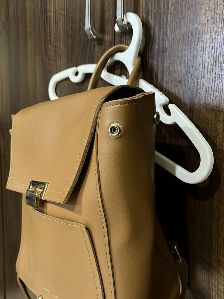 Tan Leather Backpack