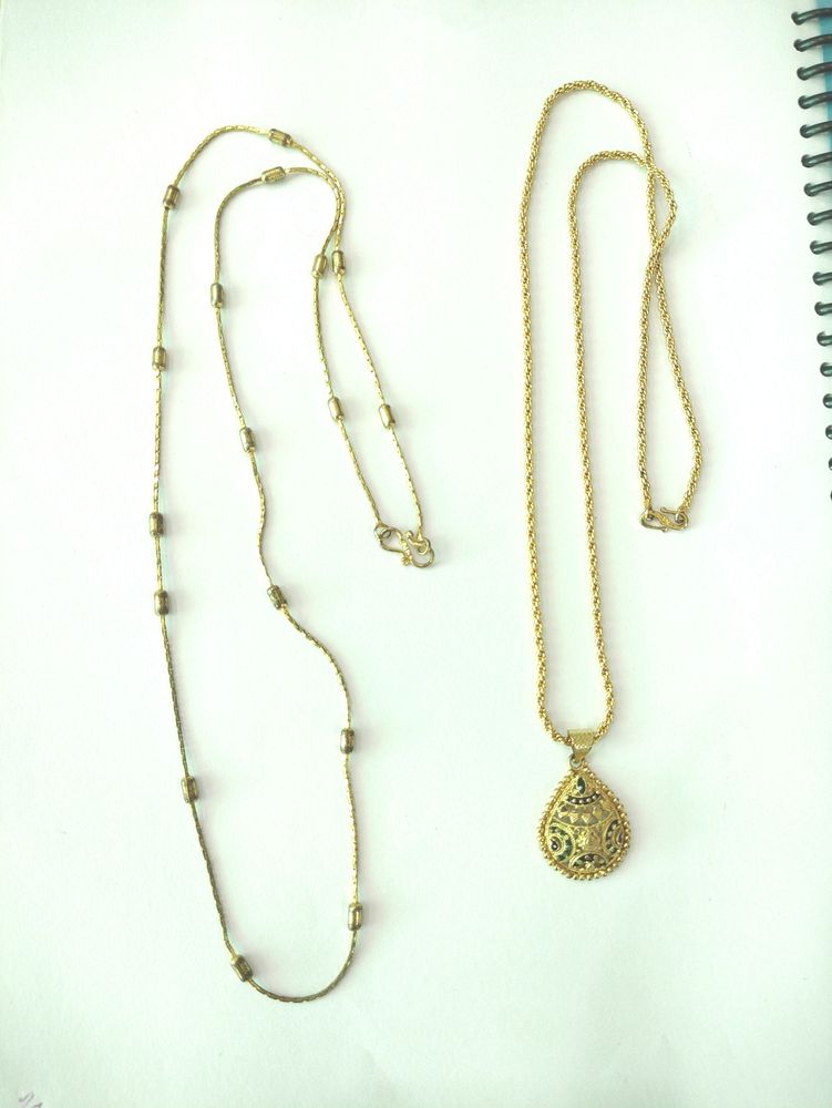 Golden Pendant And Chain Combo