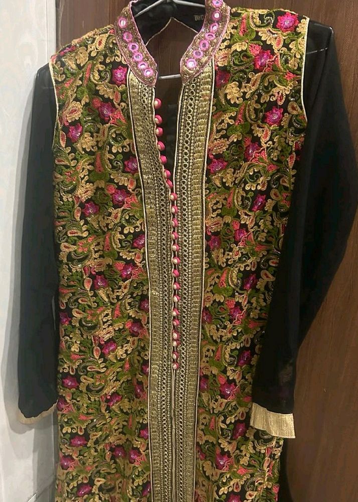 Black Full Embroidered Kurti