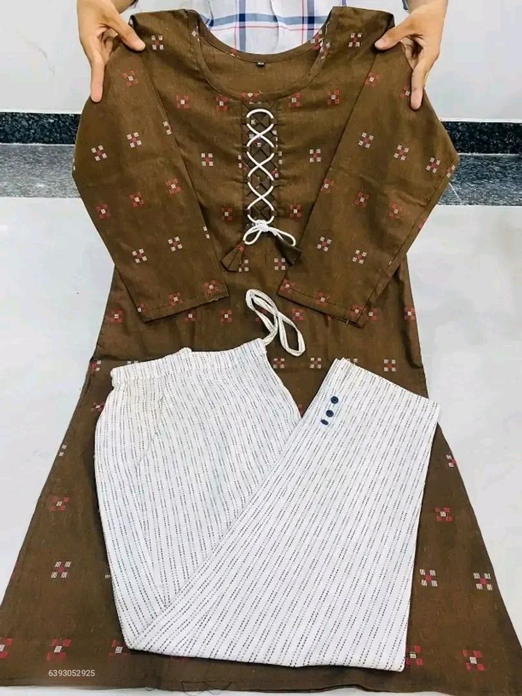 Cotton Stitched Kurta Bottom Set