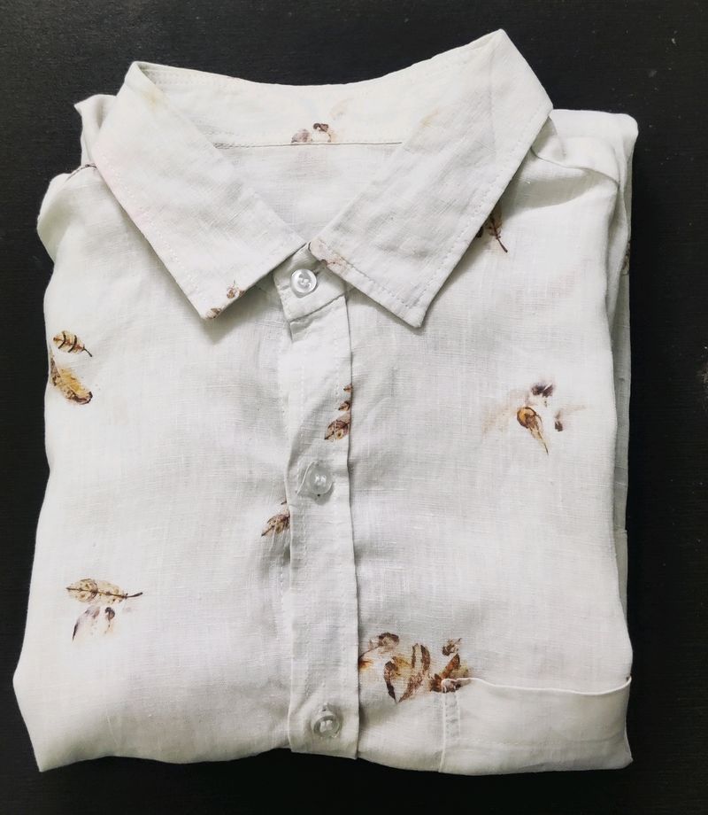 White Formal Printed Shirt