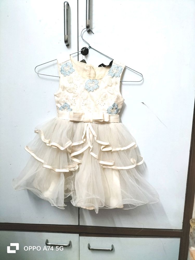 Embroidered Satin & Net Princess Frock