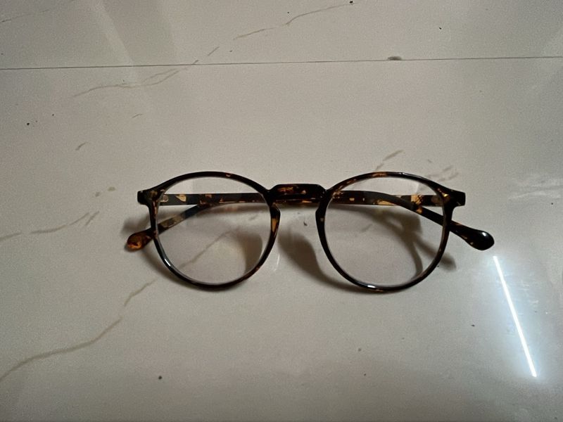 Brown Pattern Round Rimmed Glasses With Box