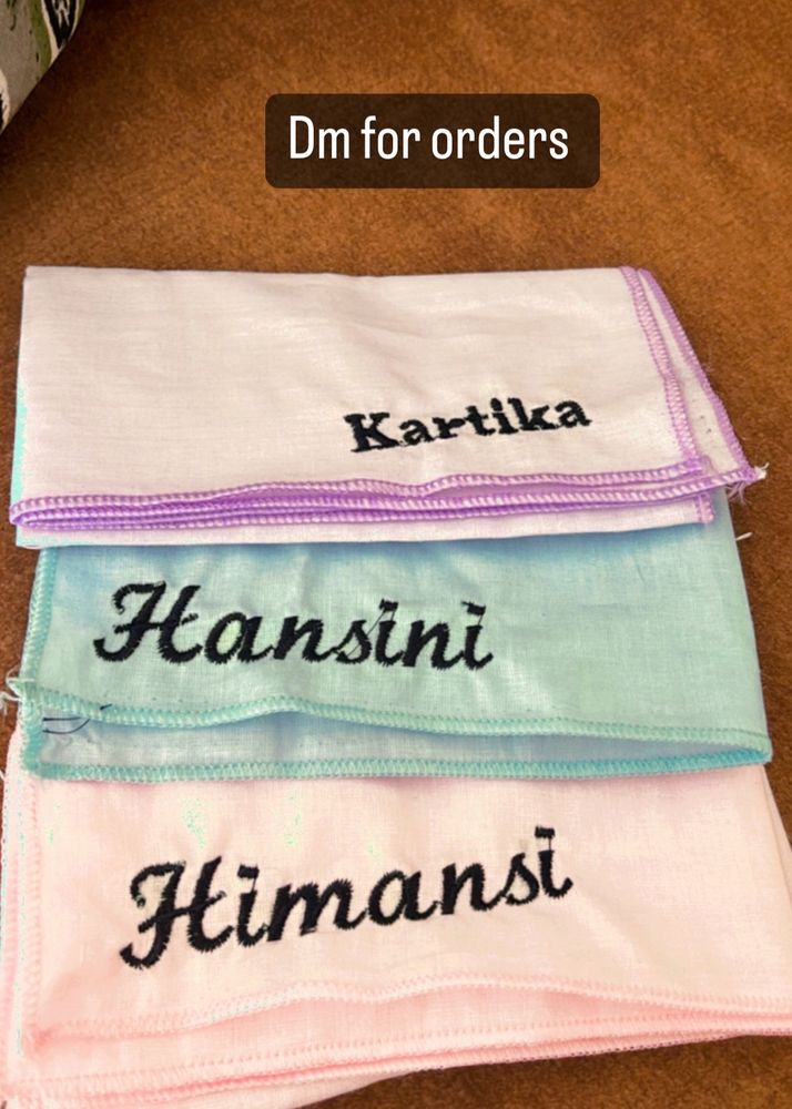 customize name hankerchief ..