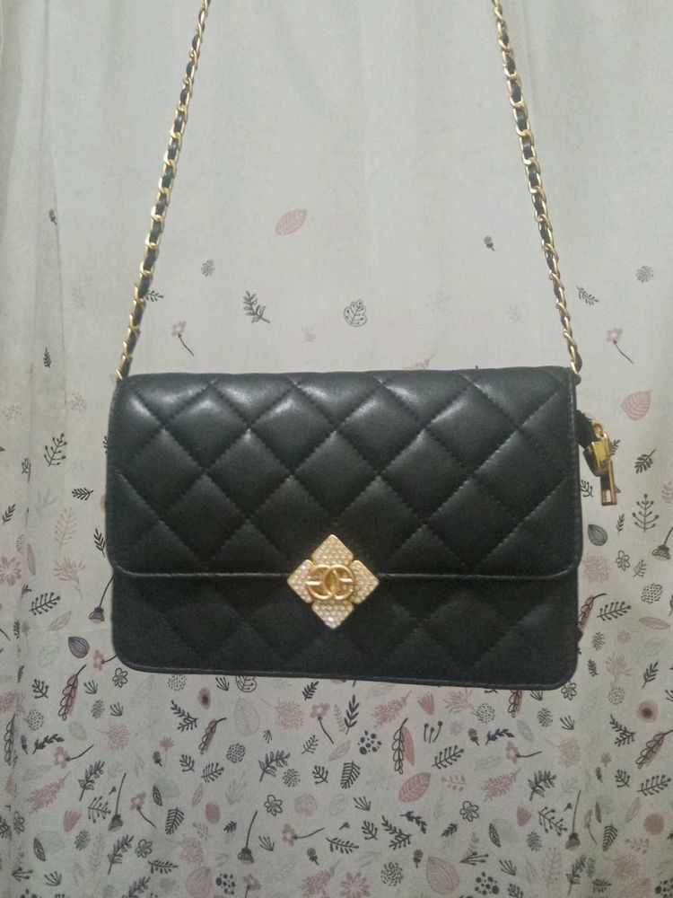 Trendy Black Chanel Style Luxury Slingbag