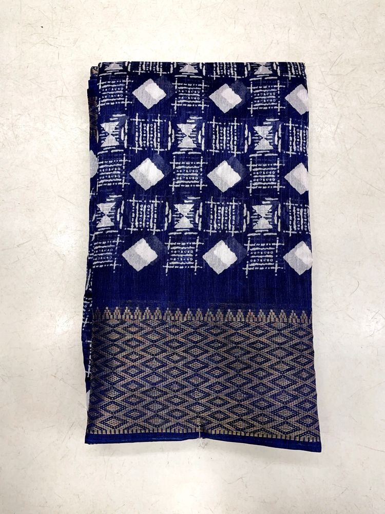 Blue Printed Saree For Daily Wear