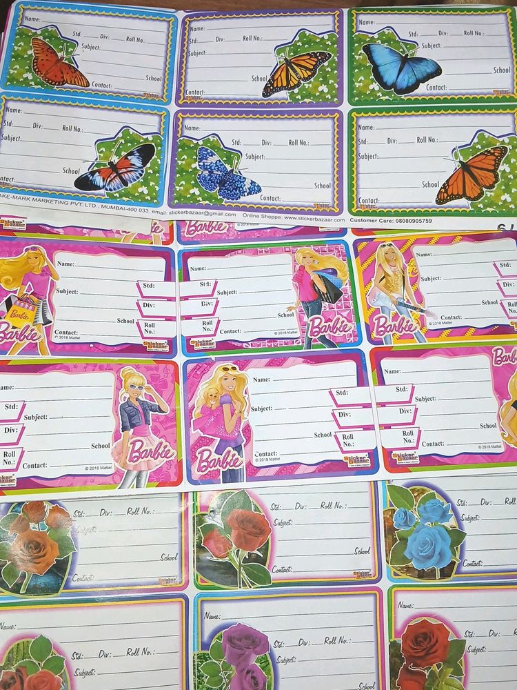 32 Book Label Barbie Flower And Butterfly