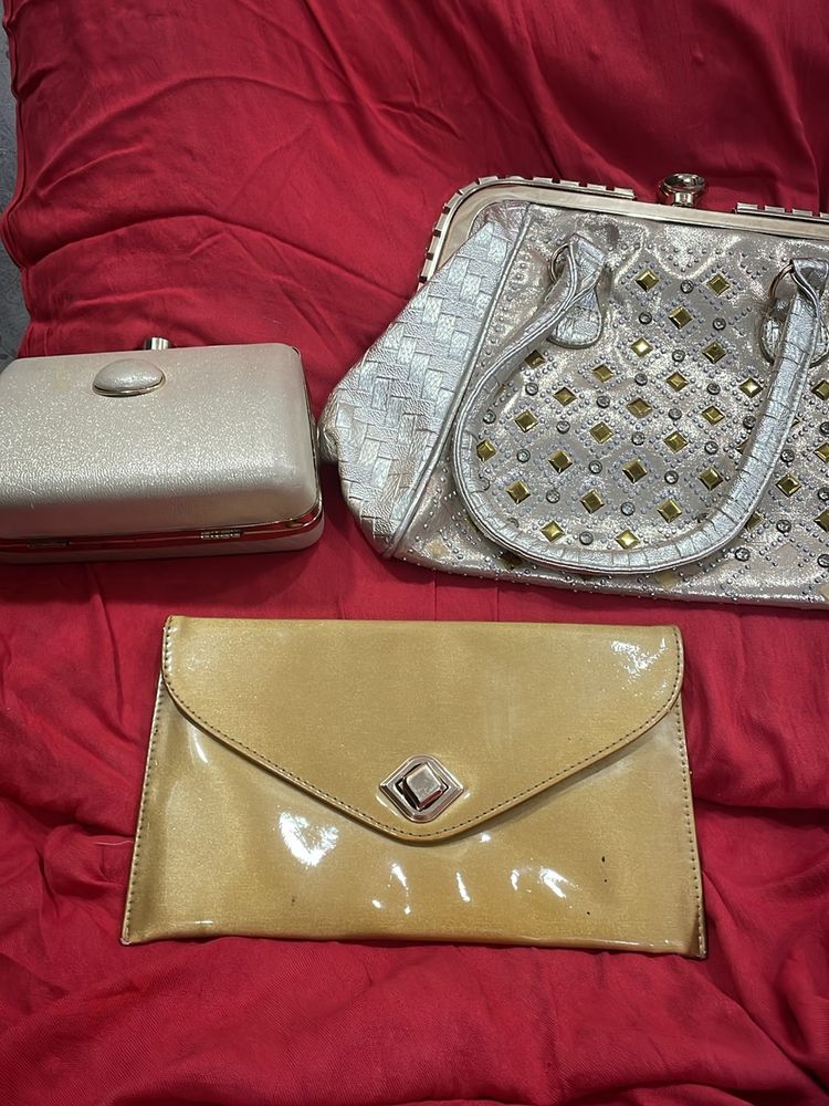 Pack Of 3 1 Oversized Handbag And 2 Clutch