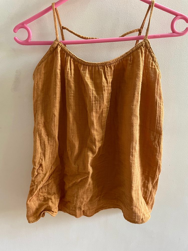 Mustard Tank Top with Back Design