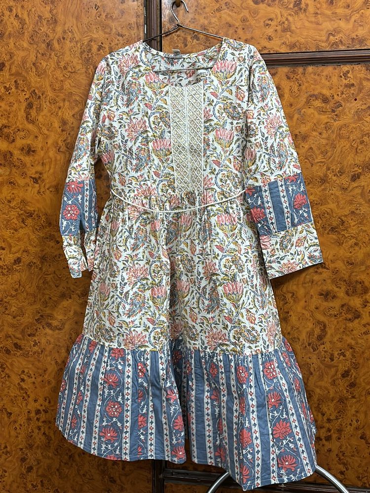 Multicoloured Boho Dress With Belt