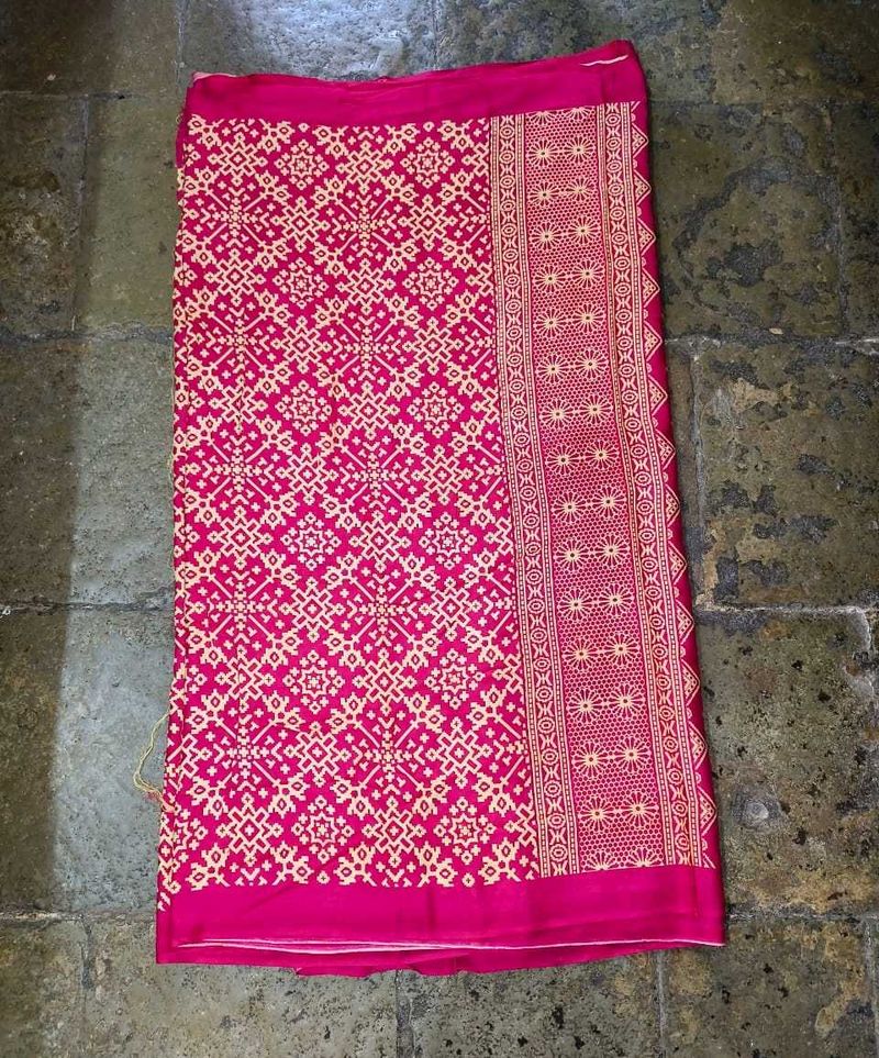 Khadi Silk Ajarakh Printed Saree