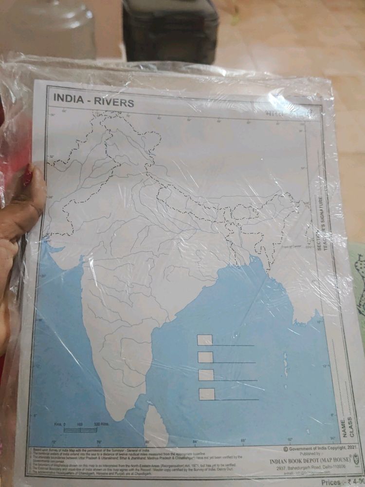 BIG OUTLINE PRACTICE MAP OF INDIA RIVERS