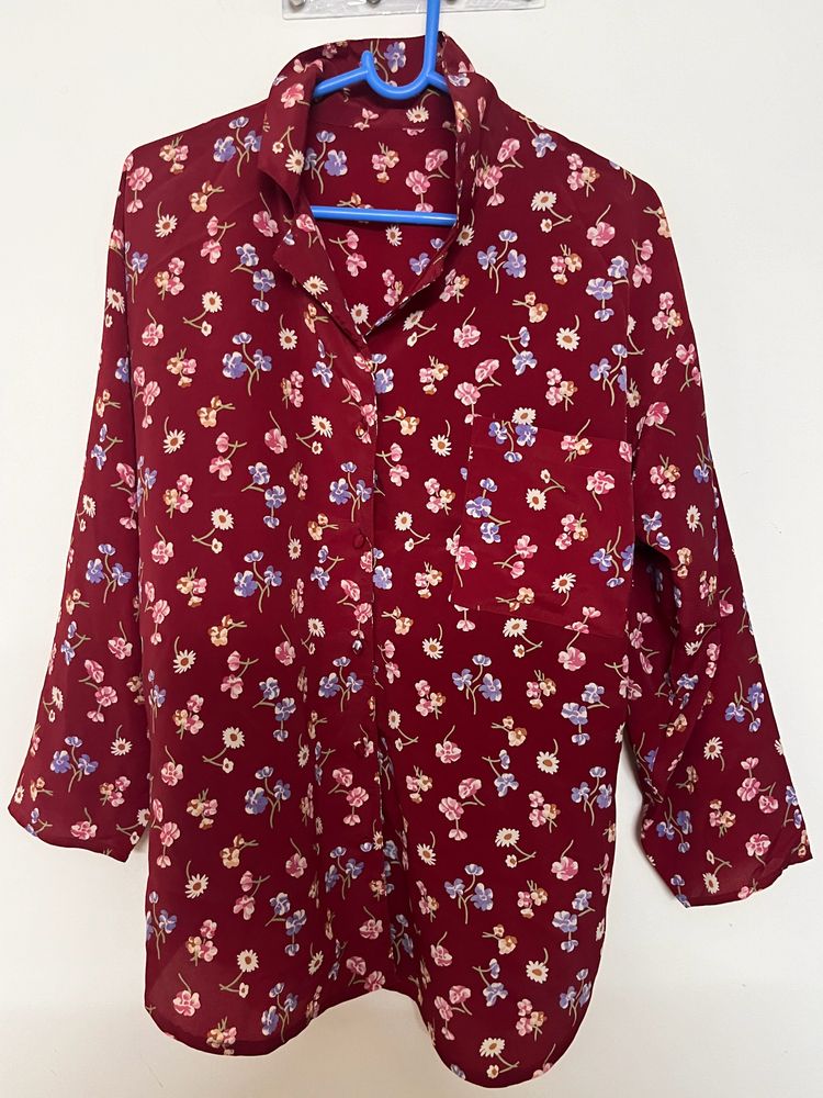 Maroon Floral Shirt