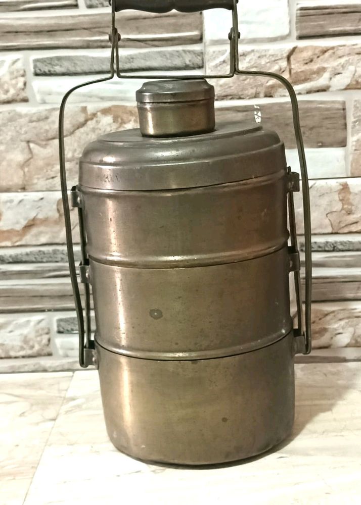 Antique Heavy Brass Tiffin Box.