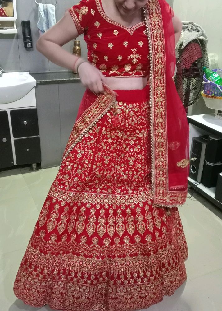 Cherry red lehenga