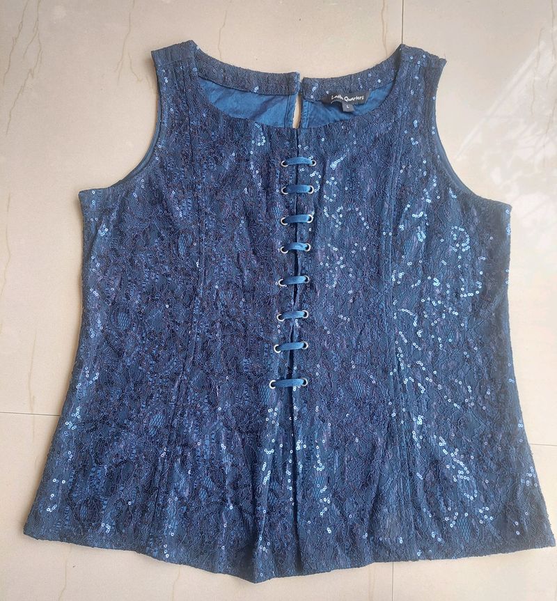 Blue Sequin Top (L)