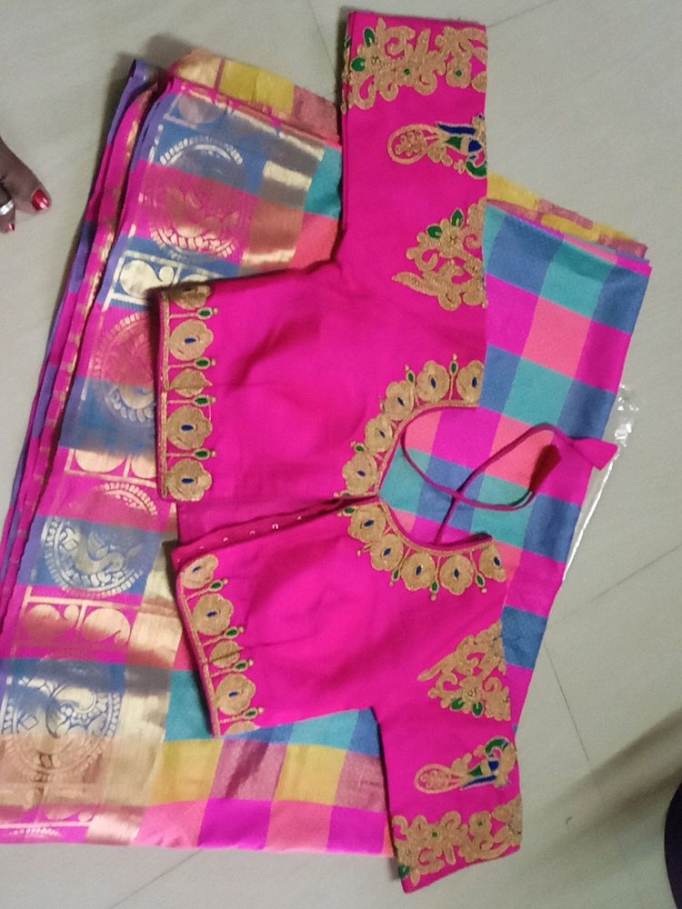 Pink Blouse With Saree