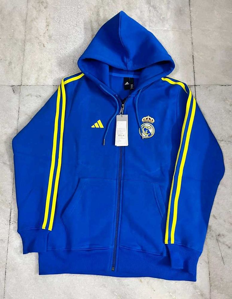 ADIDAS REAL MADRID BLUE ZIPPER HOODIE SIZE M