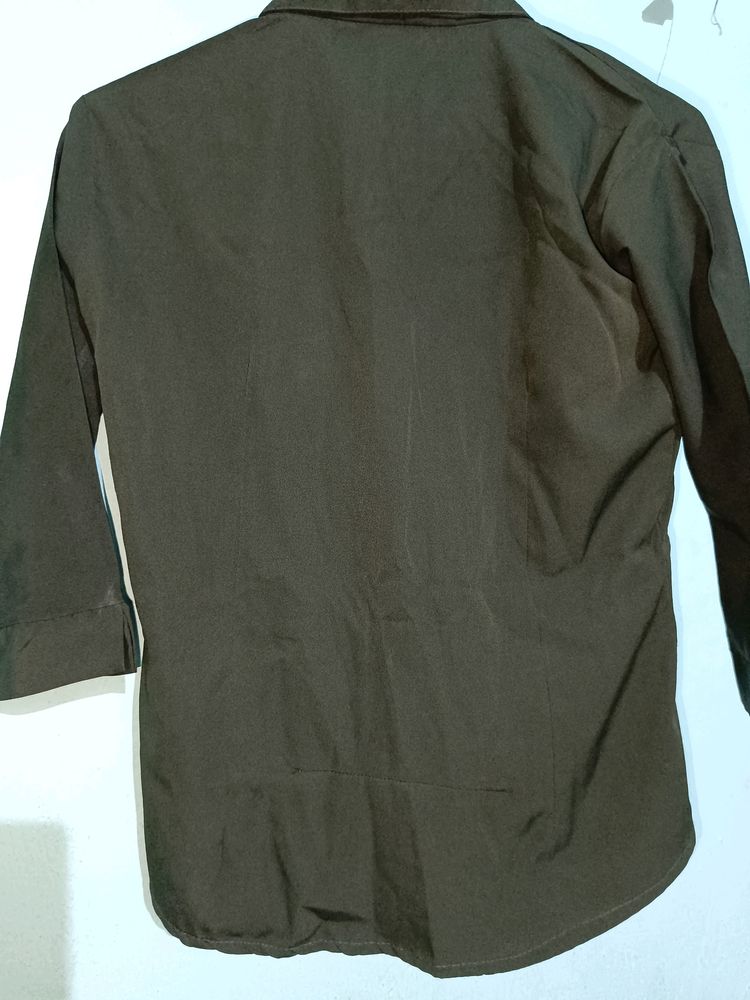 Women Solid Casual Olive Shirt