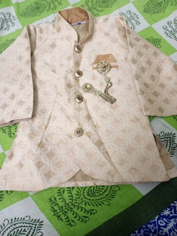 Golden Cream Colour Sherwani