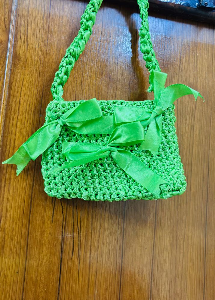 Green Crochet Handmade Bag