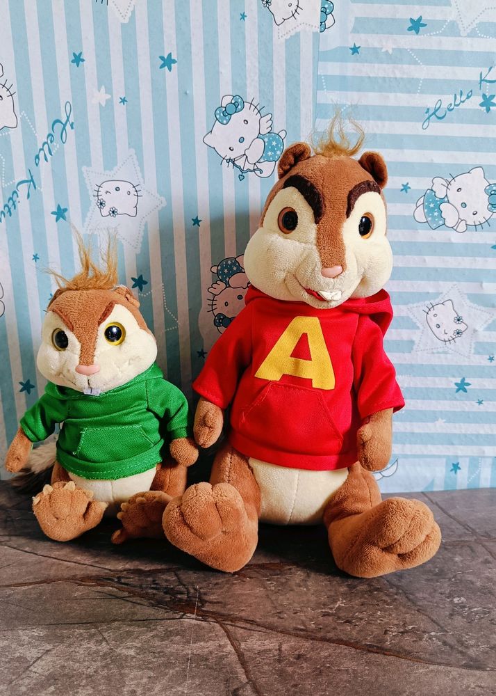 Chipmunks Alvin and Theodore set of 2 PC Soft Toys