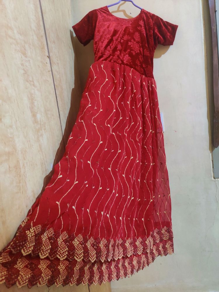 Red Georgette Gown